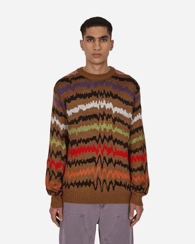 SEX Skateboards Waves Knitted Sweater Brown