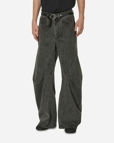 LUEDER David Engineered Flare Jeans Charcoal - Green