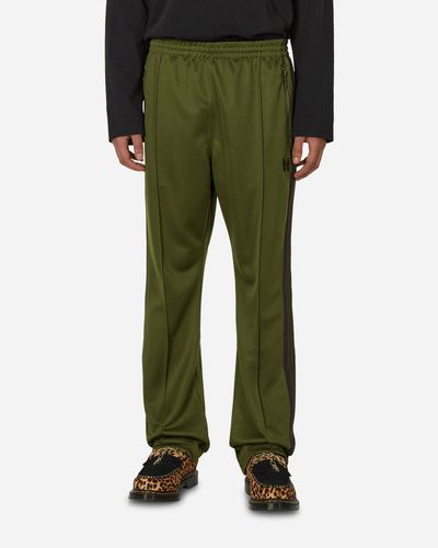 Needles Poly Smooth Narrow Track Trousers Olive - Green
