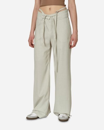 OTTOLINGER Double Fold Suit Pants Cream Pinstripe - Natural