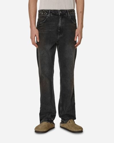 Guess USA Embellished Flare Trousers Aged Wash - Black