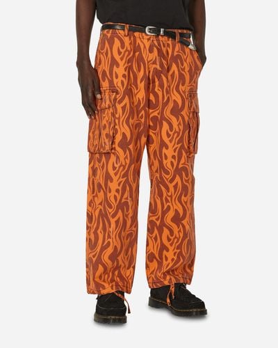 ERL Printed Flame Cargo Pants - Orange