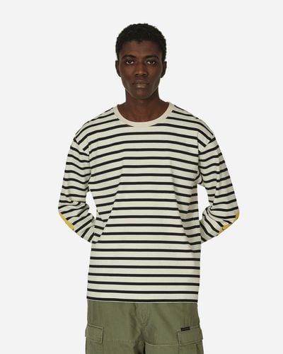 Kapital Stripe Jersey Longsleeve T-shirt (profile Rainbowy Patch) / Ecru - Gray