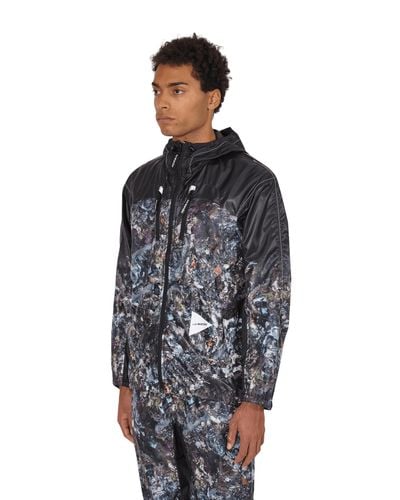 and wander Stone Printed Ripstop Jacket - Blue
