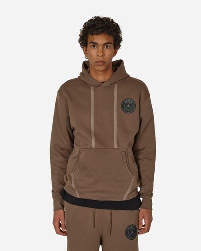 Nike Paris Saint-germain Fleece Hooded Sweatshirt Palomino - Brown