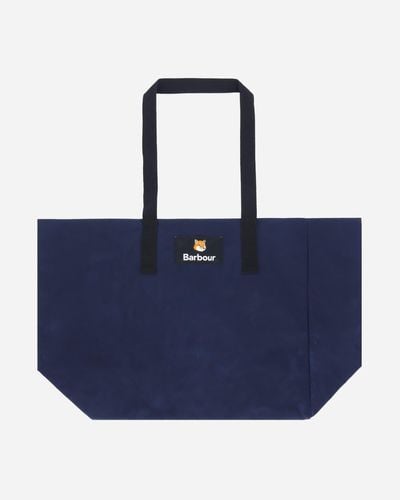 Barbour Maison Kitsune Reversible Tote Bag Dark - Blue