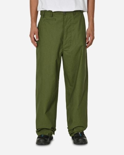 KENZO Straight-cut Oversized Trousers Dark Khaki - Green