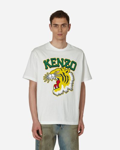 KENZO Tiger Varsity Brand-print Boxy-fit Cotton-jersey T-shirt - White