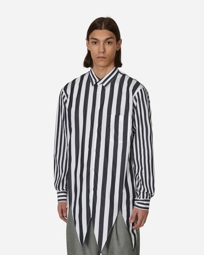 Comme des Garçons Asymmetric Hem Striped Shirt / Black - Blue
