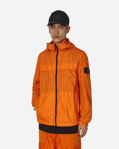 Stone Island Garment Dyed Crinkle Reps R-Ny Hooded Jacket - Orange