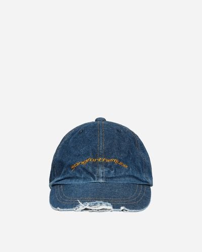 Song For The Mute Logo Washed Denim Cap - Blue