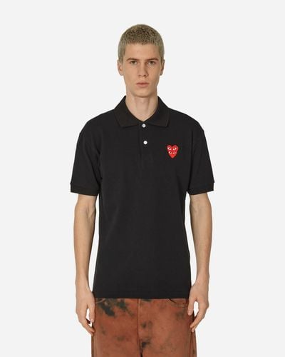 COMME DES GARÇONS PLAY Double Red Heart Polo Shirt - Black