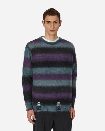 Song For The Mute Striped Mohair Oversized Jumper Midnight - Blue