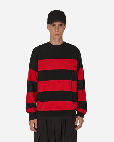 PEEL & LIFT Damaged Stripe Sweater Black / - Red