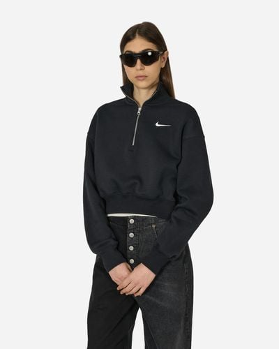 Nike Phoenix Fleece 1/2 Zip Cropped Sweatshirt - Black