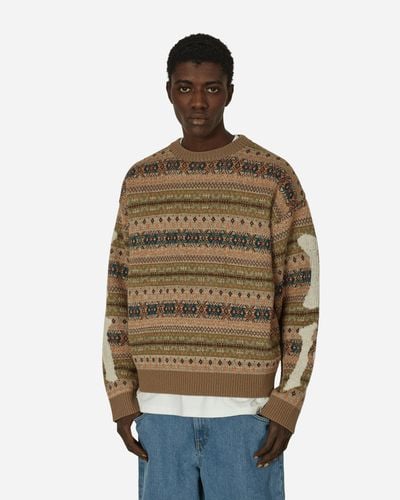 Kapital 7G Wool Fairisle Bone Crewneck Sweater - Natural