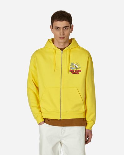 Sky High Farm Flatbush Printed Zipped Hooded Sweatshirt - Yellow