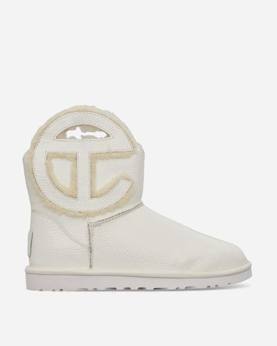 UGG Telfar Logo Mini Crinkle Leather Boots - White