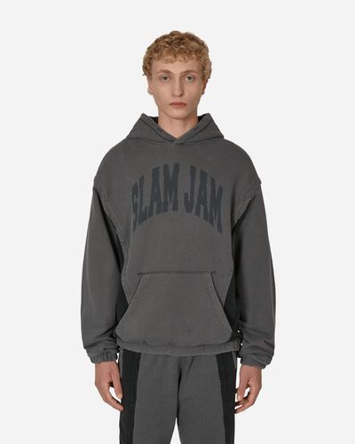 SLAM JAM Panel Hooded Sweatshirt Grey / Black