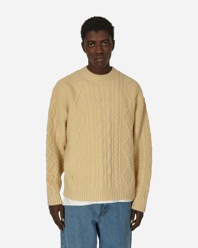 Kapital 5g Wool Cable Knit Profile Rainbowy Patch Sweater Ecru - Natural