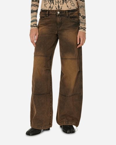 Aries Acid Wash Low Rise Flare Jeans - Brown