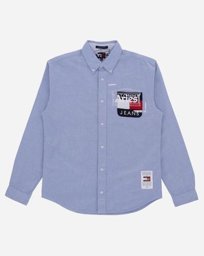 Aries Tommy X Remade: Overprinted Pocket Shirt - Blue