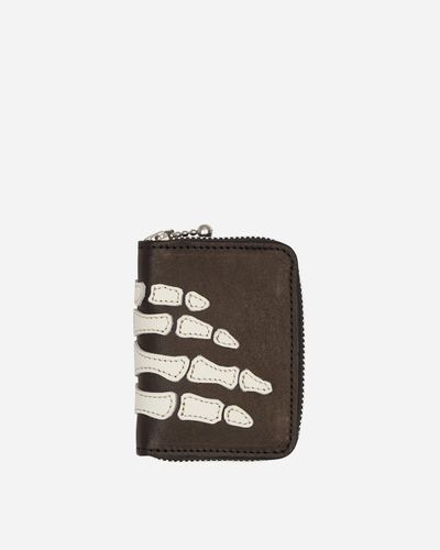 Kapital Thumb-up Bone Hand Zip Mini Wallet - White