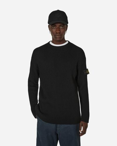 Stone Island Virgin Wool Crewneck Sweater - Black