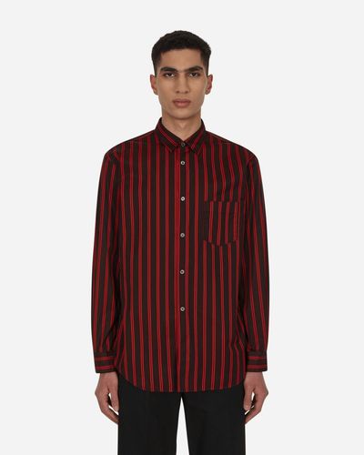 Comme des Garçons Yarn Dyed Stripe Shirt Black - Red