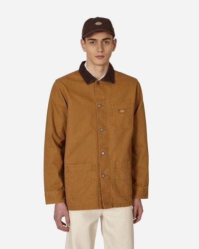 Dickies Stonewashed Duck Unlined Chore Coat - Brown