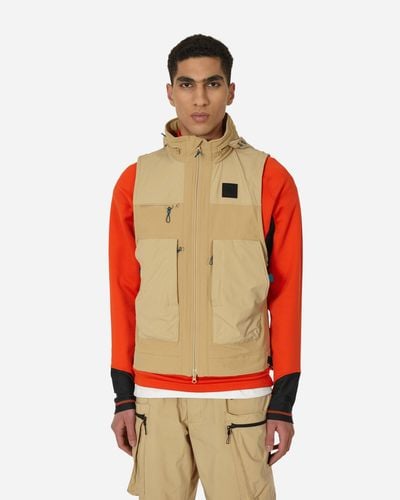 The North Face Hood Wind Vest Khaki Stone - Red