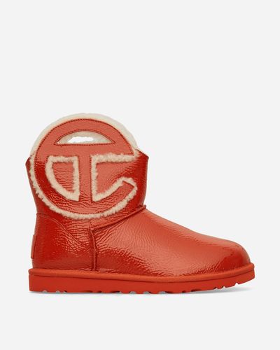 UGG Telfar Logo Mini Crinkle Leather Boots Spicy Pumpkin - Brown