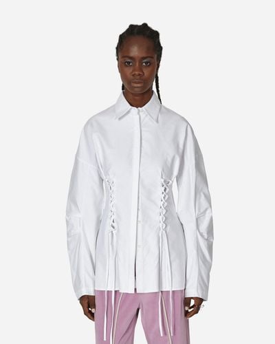 Priscavera Oxford Laced Button Down Shirt - White