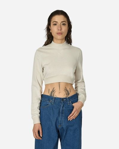 Nike Crewneck Cropped French Terry Top Light Orewood - Blue