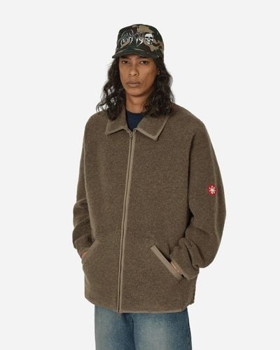 Cav Empt Wool Boa Fleece Zip Up Jacket Khaki - Brown