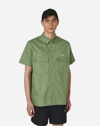 Nike Woven Military Shortsleeve Button-down Shirt Green