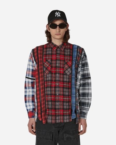 Needles 7 Cuts Zipped Wide Flannel Shirt - Red