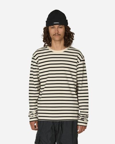 Kapital Stripe Jersey Longsleeve T-Shirt (Profile Rainbowy Patch) / Ecru - Grey