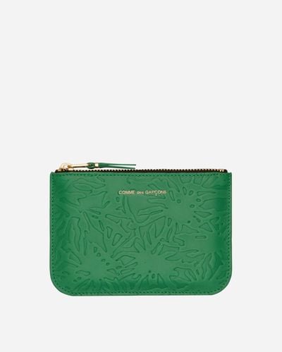 Comme des Garçons Embossed Leather Zip Pouch - Green