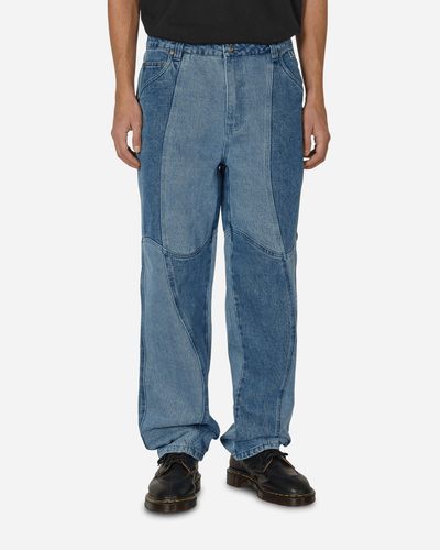 Dime Blocked Relaxed Denim Trousers Washed - Blue