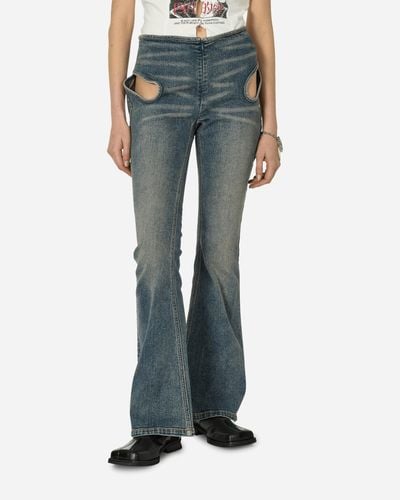 MARRKNULL Washed Cutout Jeans - Blue