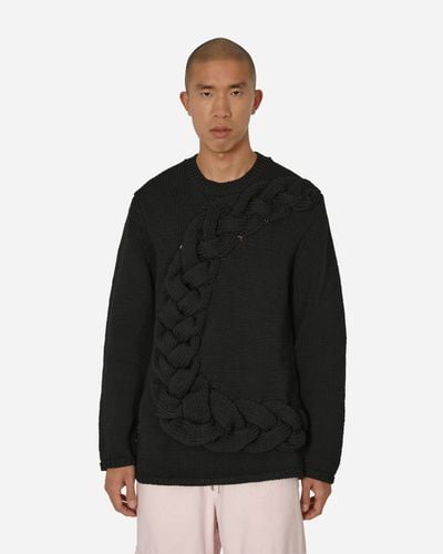 Comme des Garçons Cable Knit Crewneck Sweater - Black