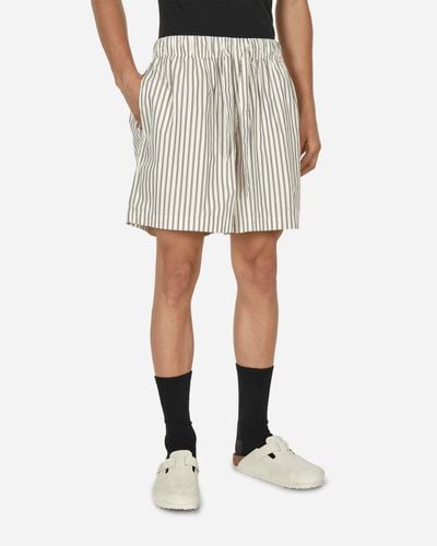 Tekla Poplin Pyjamas Shorts Hoppe Stripes - Natural
