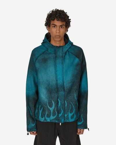 Haydenshapes Traction Hooded Fleece Jacket Flames - Blue