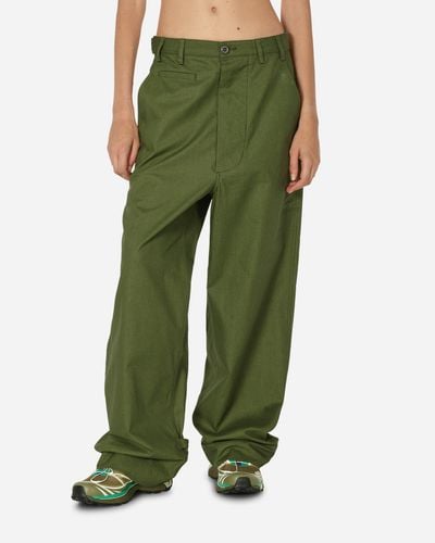 KENZO Straight-cut Oversized Pants Dark Khaki - Green