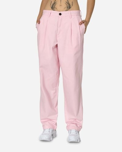 Noah Twill Double-pleat Trousers - Pink