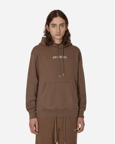 Nike Wordmark Fleece Hooded Sweatshirt Brown
