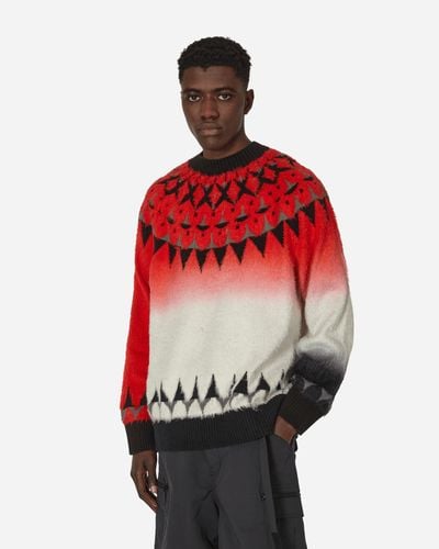 Sacai Jacquard Knit Sweater - Red
