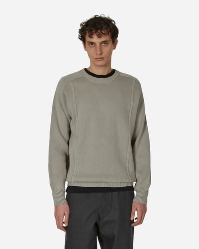 GR10K Embossed Crewneck Knit Sweater Pale - Gray