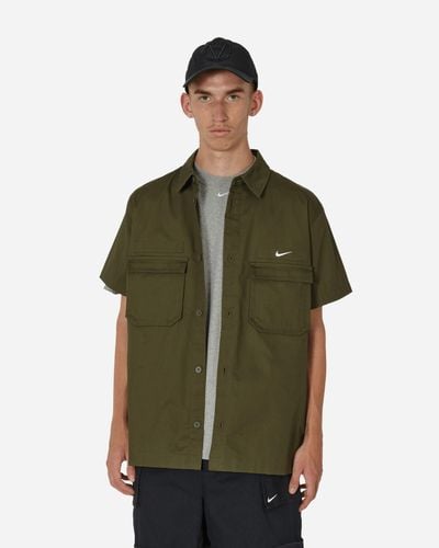 Nike Woven Military Shortsleeve Button-down Shirt Cargo Khaki - Green